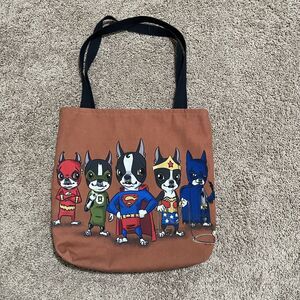 French Bulldogs Tote Bag Small Brown DC Comics Superheroes Characters Home Made